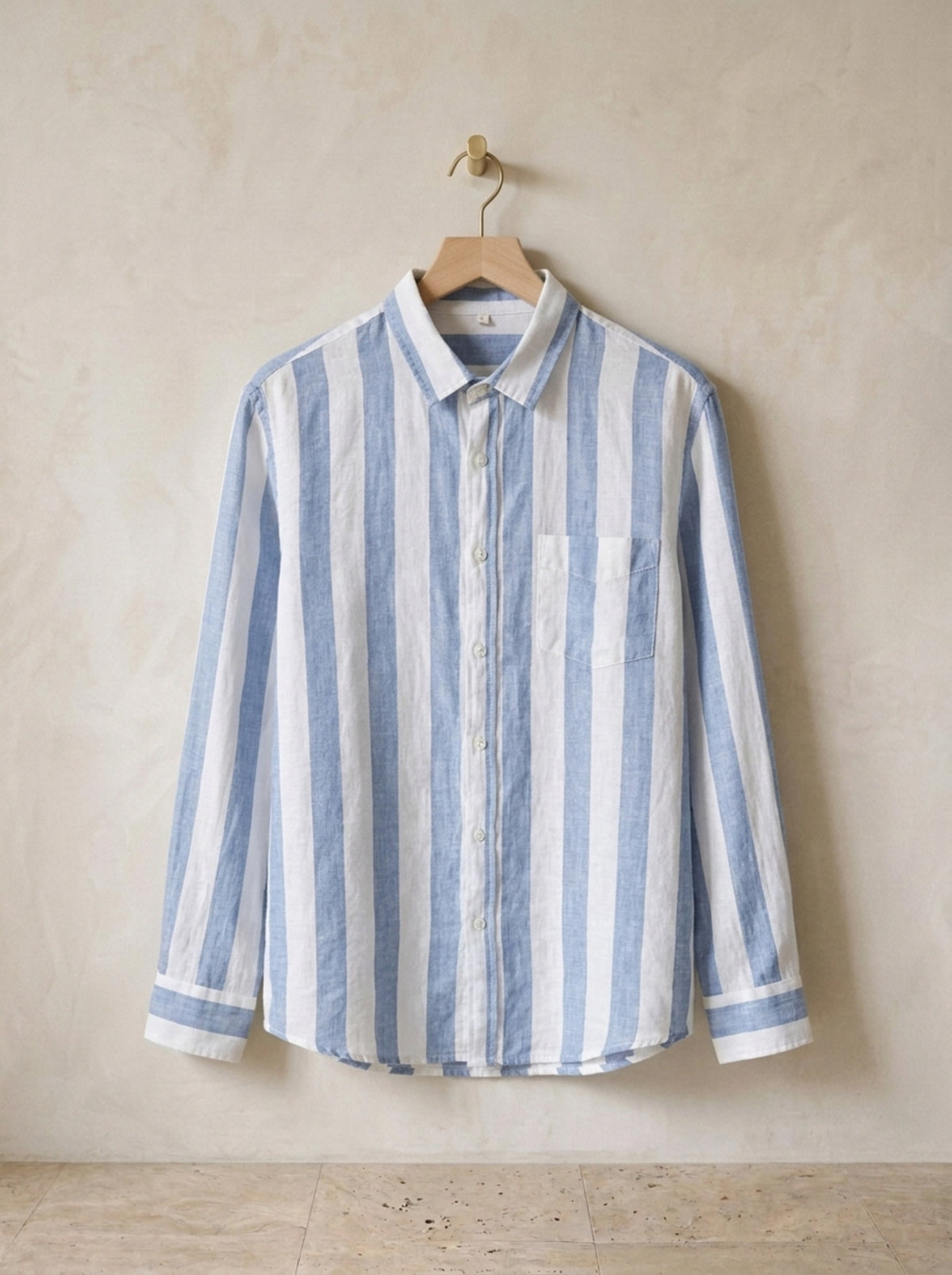 Azul | Camisa de linho listrada Cambridge azul – peça sozinha, foto de produto