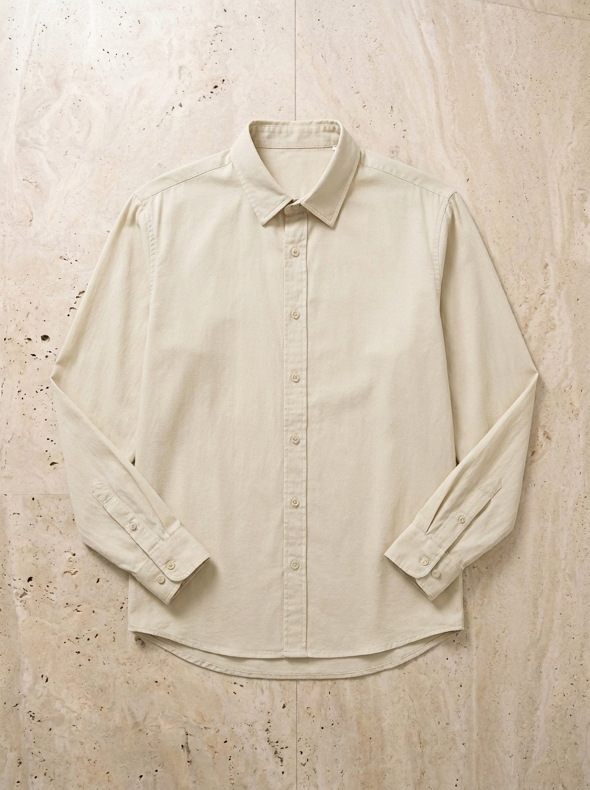 Bege | Camisa social slim Camogli bege – peça sozinha vista de cima