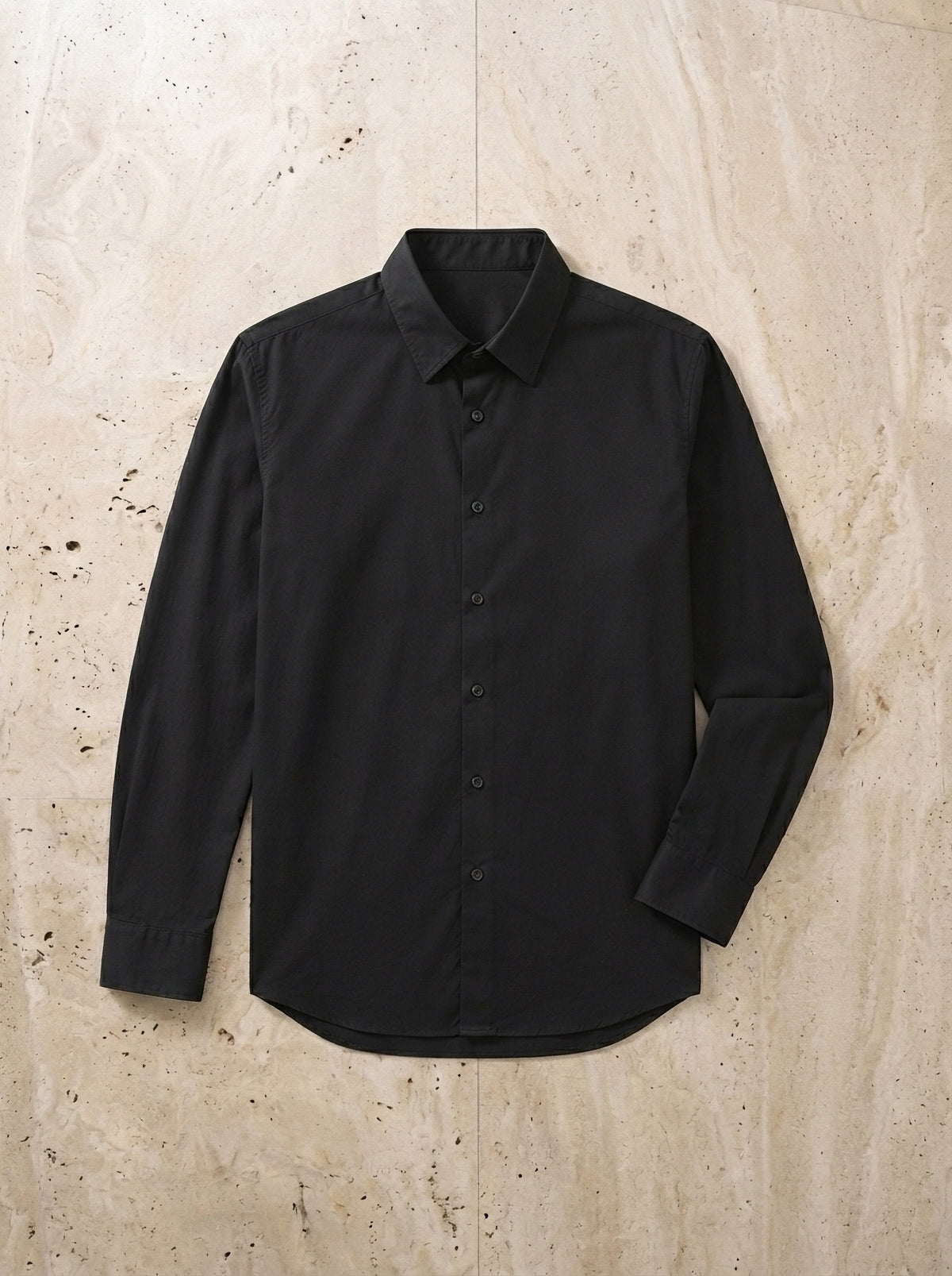 Preto | Camisa social slim Camogli preto – peça sozinha vista de cima