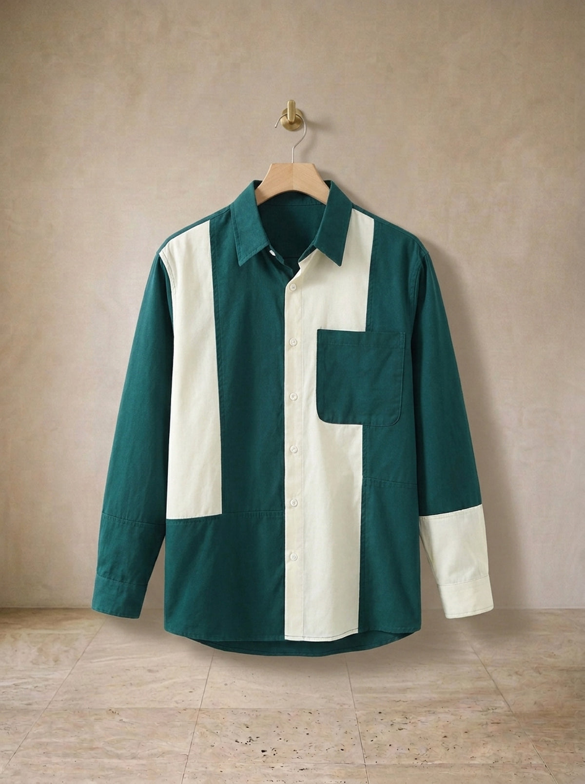 Verde | Camisa com recortes de cor Carvoeiro verde – peça sozinha, foto de produto