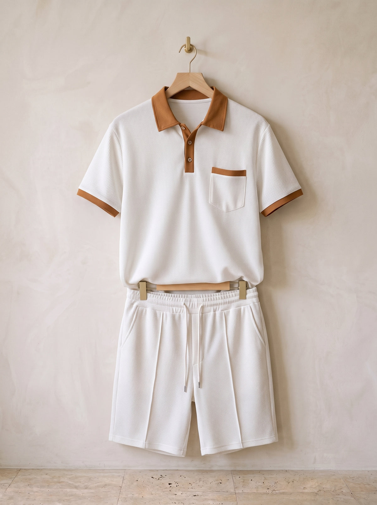 Branco | Conjunto polo com gola contrastante e short Cassis branco – peça sozinha, foto de produto