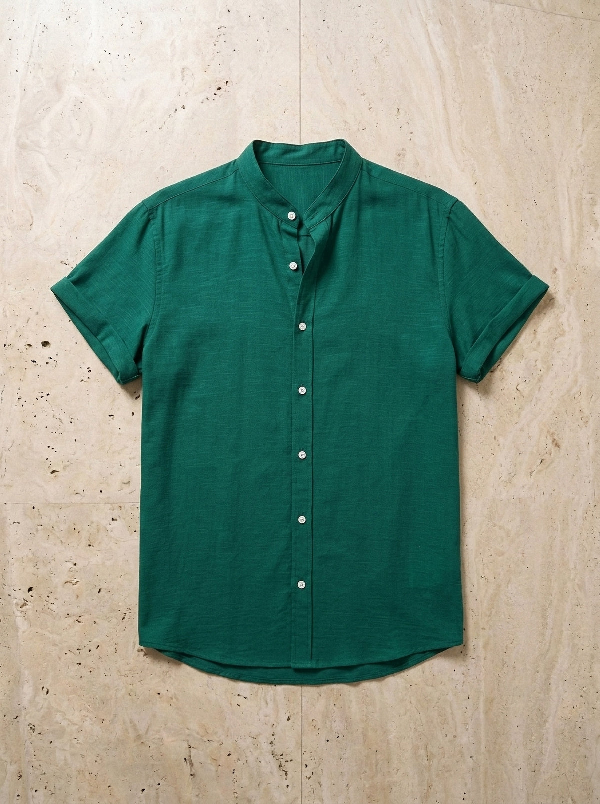 Verde-escuro | Camisa de algodão Catania verde-escuro – peça sozinha vista de cima