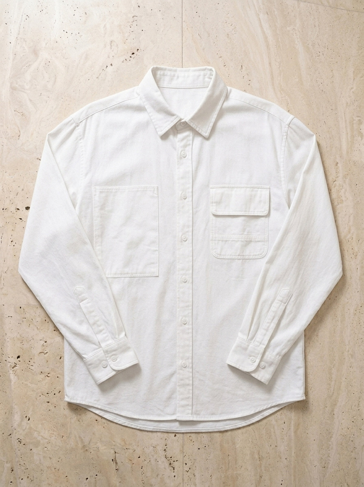 Branco | Camisa de sarja escovada Cazenac branco – peça sozinha vista de cima