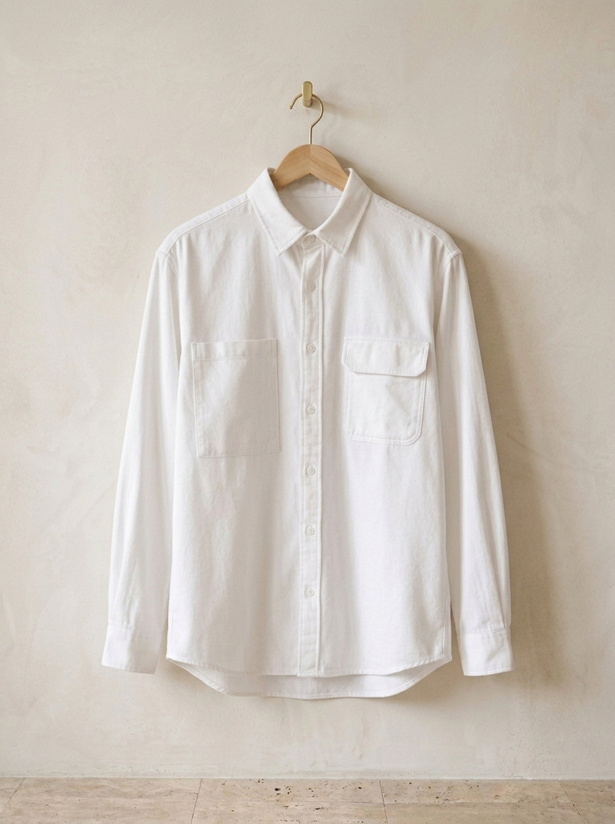 Branco | Camisa de sarja escovada Cazenac branco – peça sozinha, foto de produto