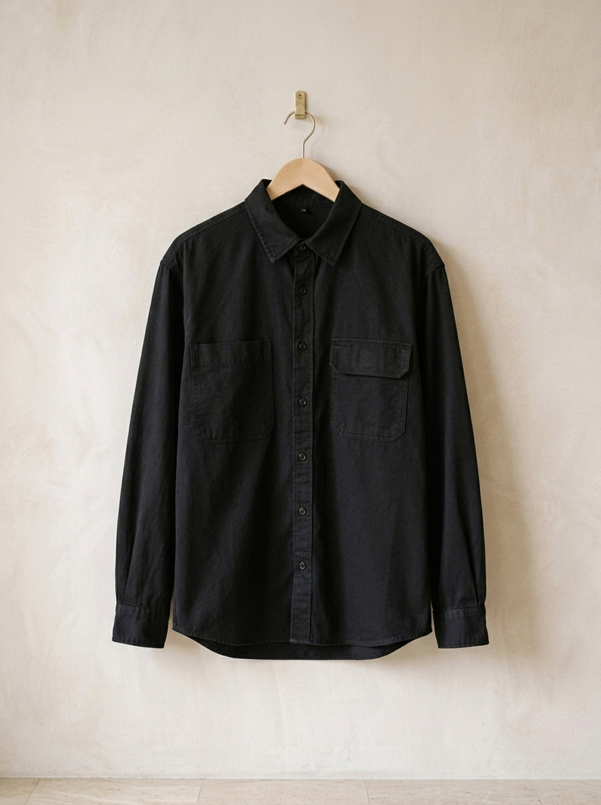 Preto | Camisa de sarja escovada Cazenac preto – peça sozinha, foto de produto