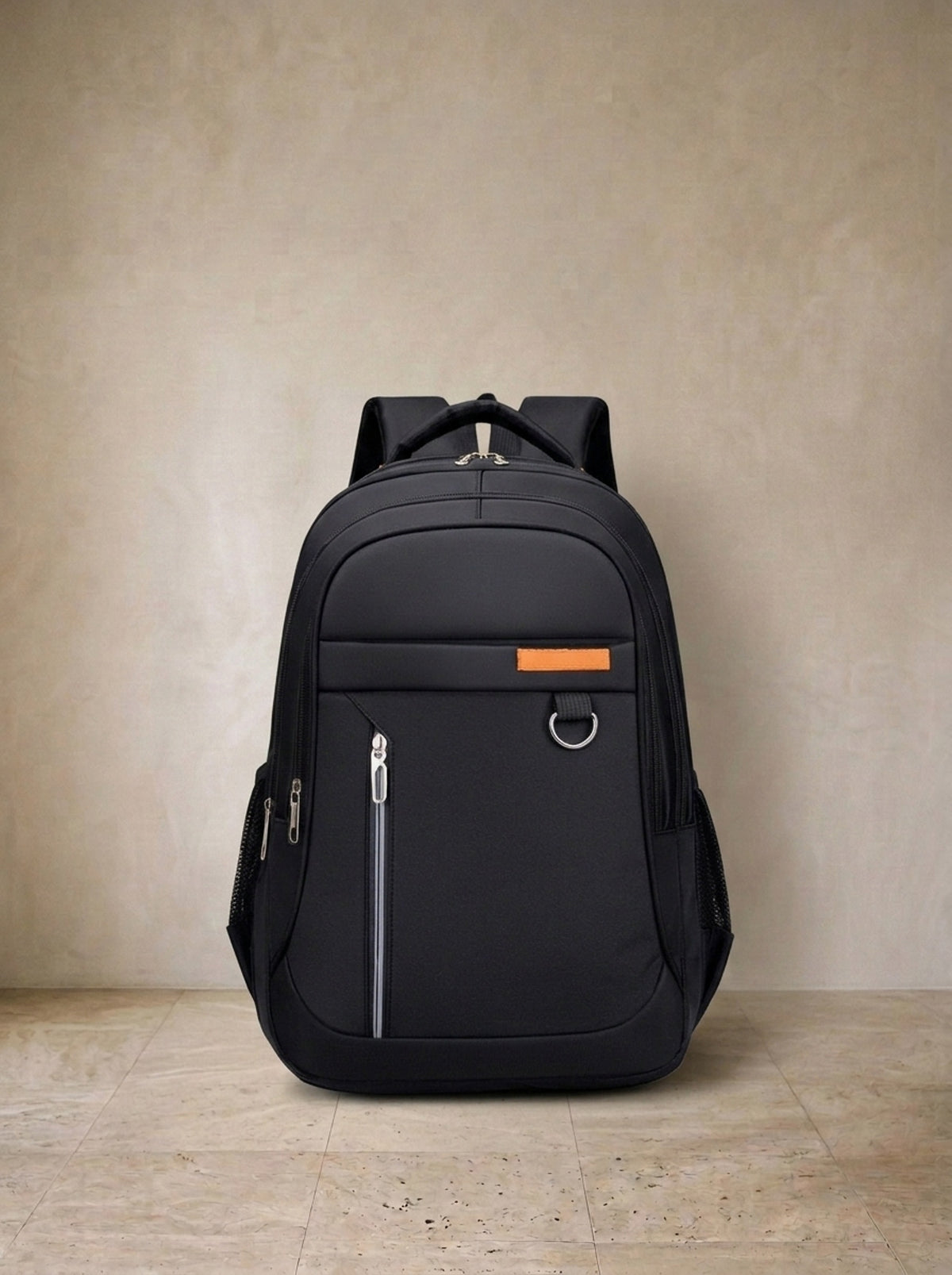 Preto com laranja | Mochila de nylon Cetinje preto com laranja – mochila sozinha, foto de produto