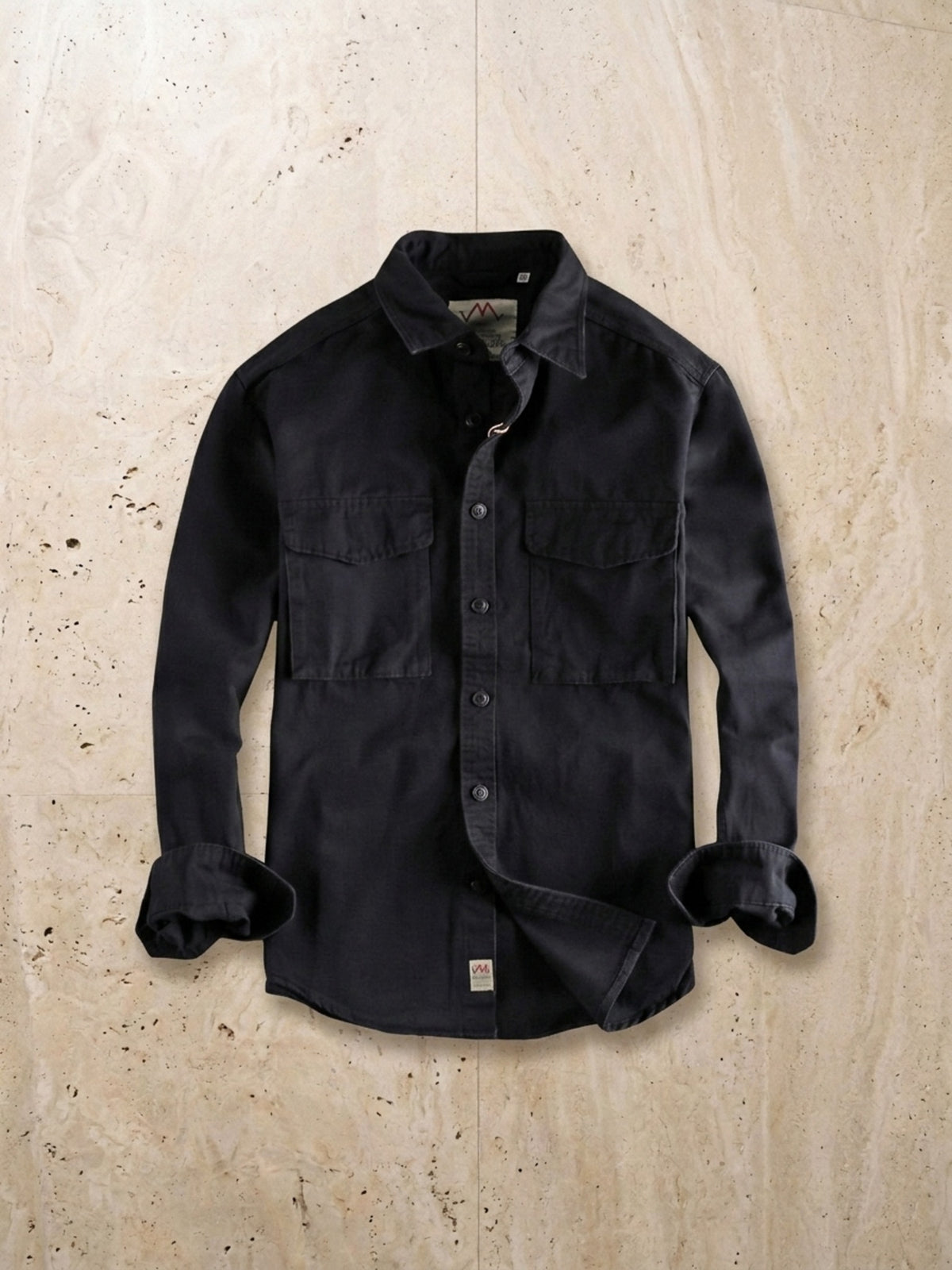 Preto | Camisa cargo slim Sartong Chambéry preto – peça sozinha vista de cima
