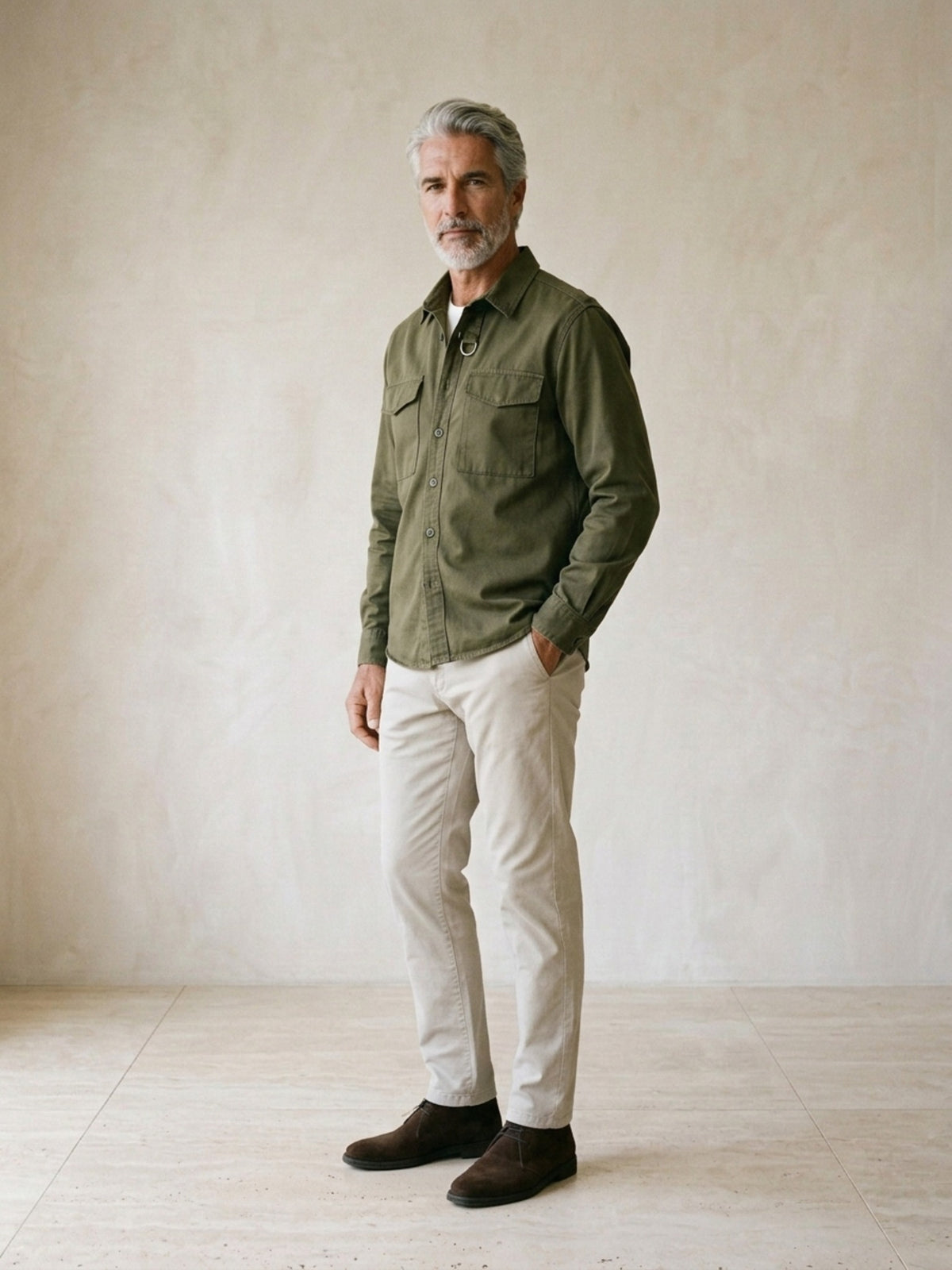 Verde-escuro | Camisa cargo slim Sartong Chambéry verde-escuro – vista três quartos