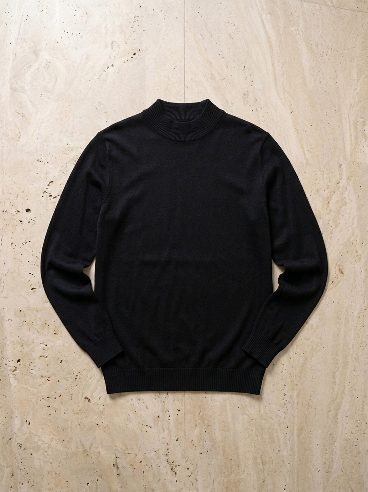 Preto | Suéter meia gola de viscose Châtel preto – peça sozinha vista de cima