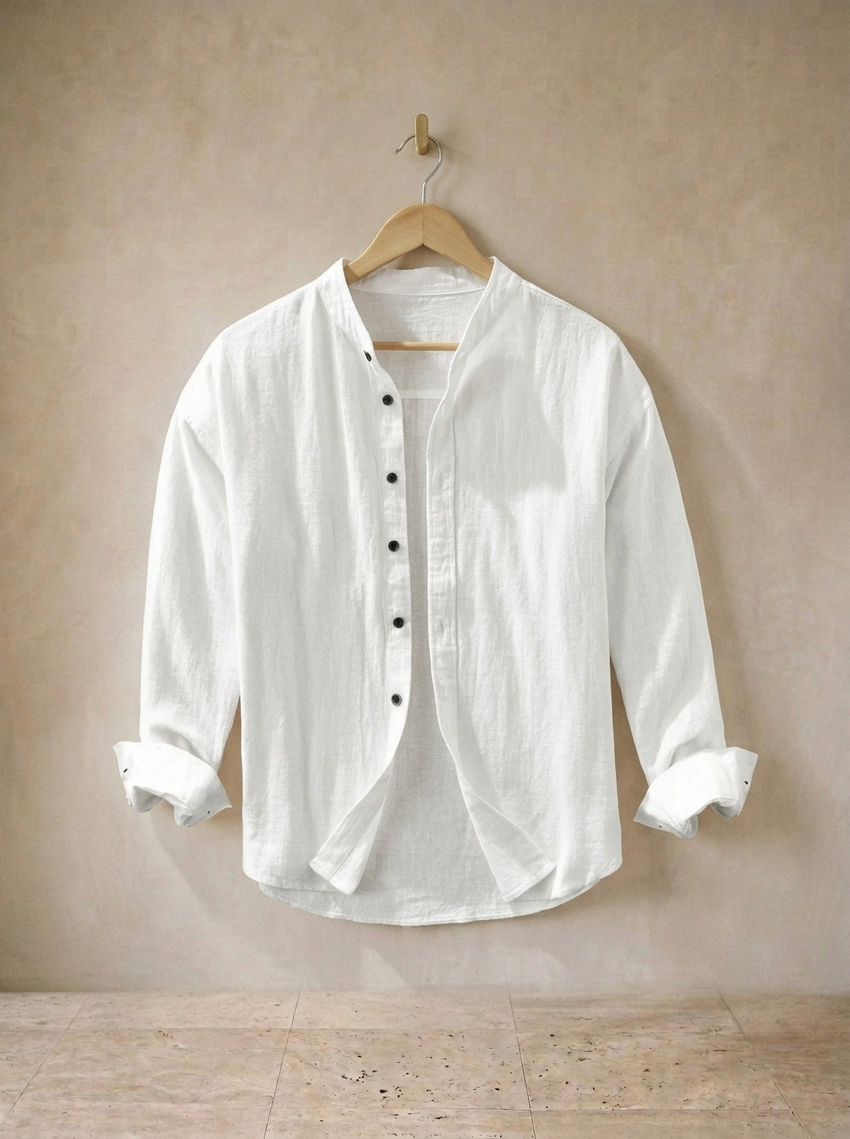 Branco | Camisa de linho gola padre Chinon branco – peça sozinha, foto de produto
