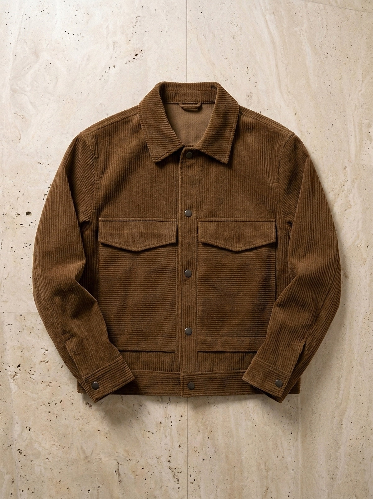 Marrom | Jaqueta camisa de veludo Clervaux marrom – peça sozinha vista de cima