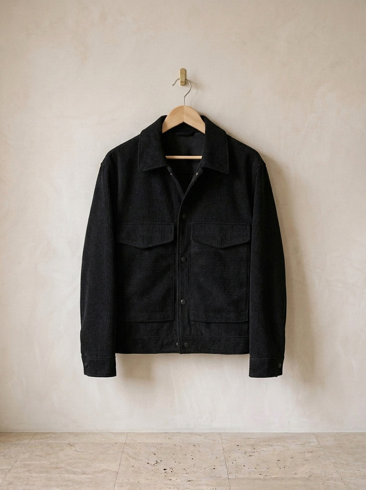Preto | Jaqueta camisa de veludo Clervaux preto – peça sozinha, foto de produto