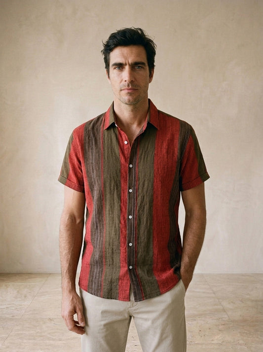 Camisa listras largas Collioure – vista de frente, recorte próximo