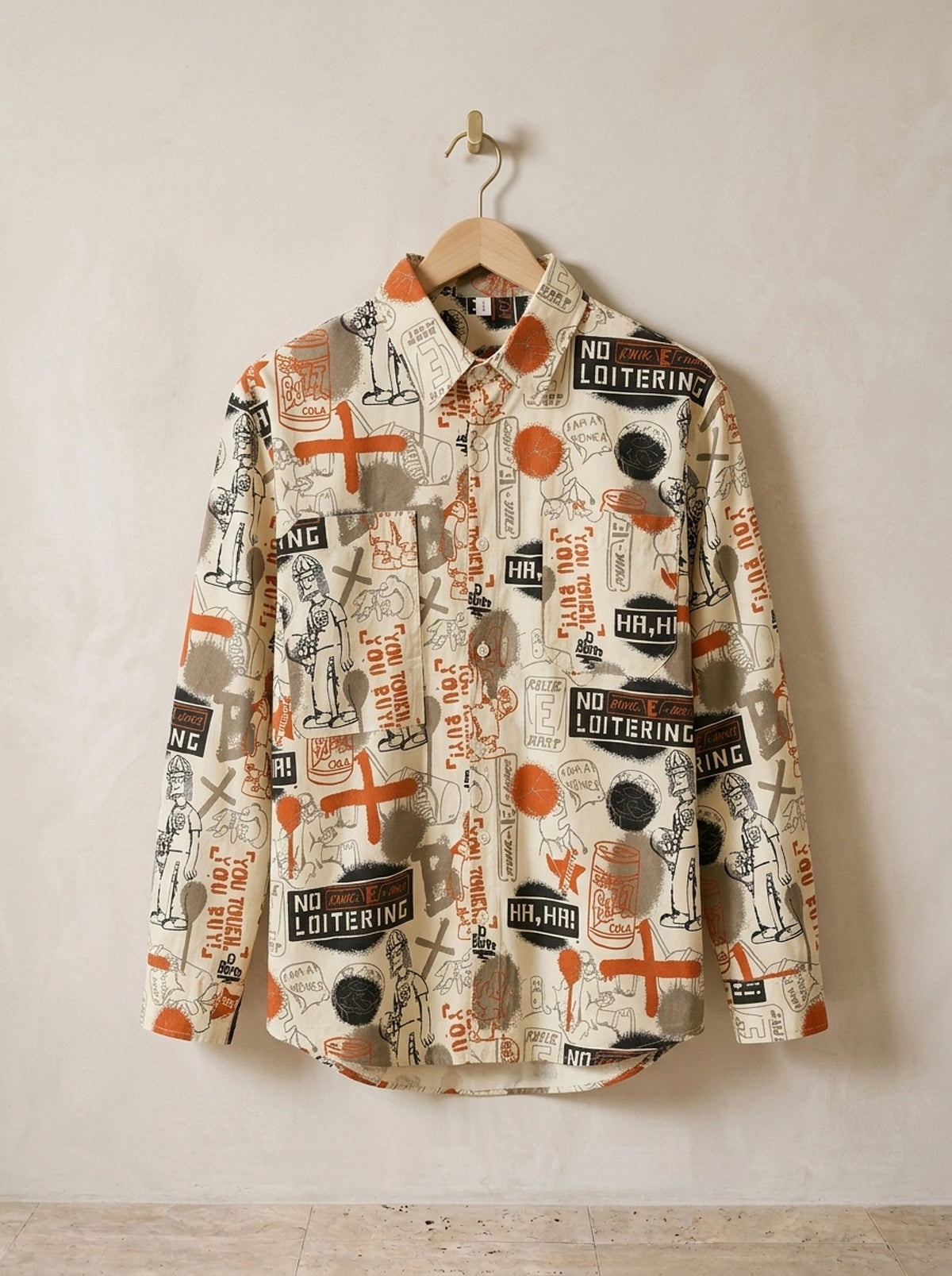 Laranja | Camisa estampa de rabiscos Compostela laranja – peça sozinha, foto de produto