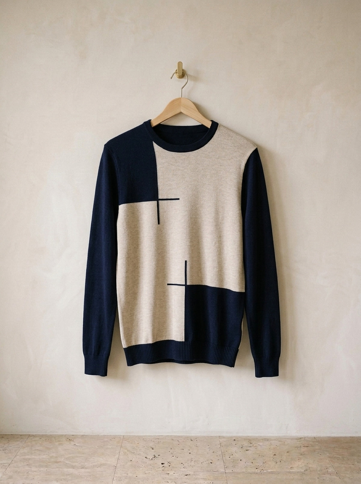 Azul-marinho | Suéter de algodão Conegliano azul-marinho – peça sozinha, foto de produto