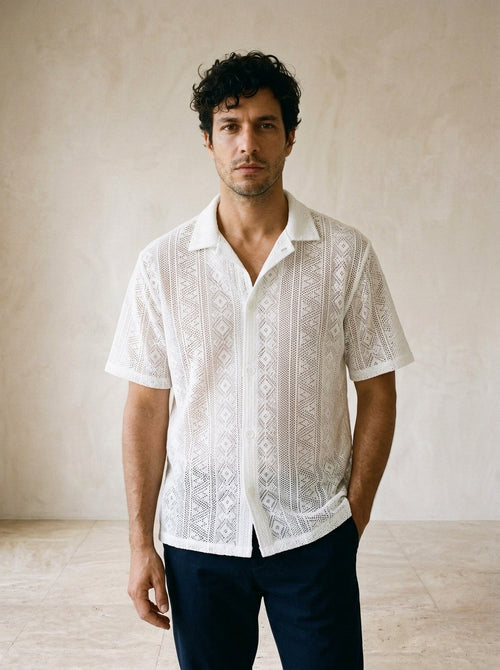 Branco | Camisa social Córdoba branco – vista de frente, recorte próximo