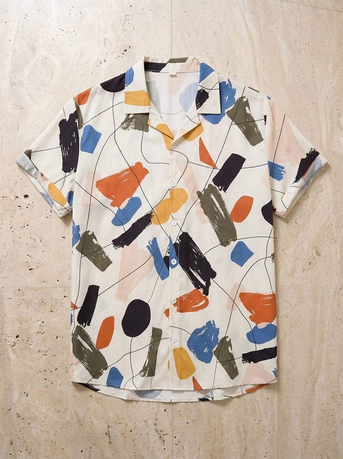 Camisa estampa abstrata Cork – peça sozinha vista de cima