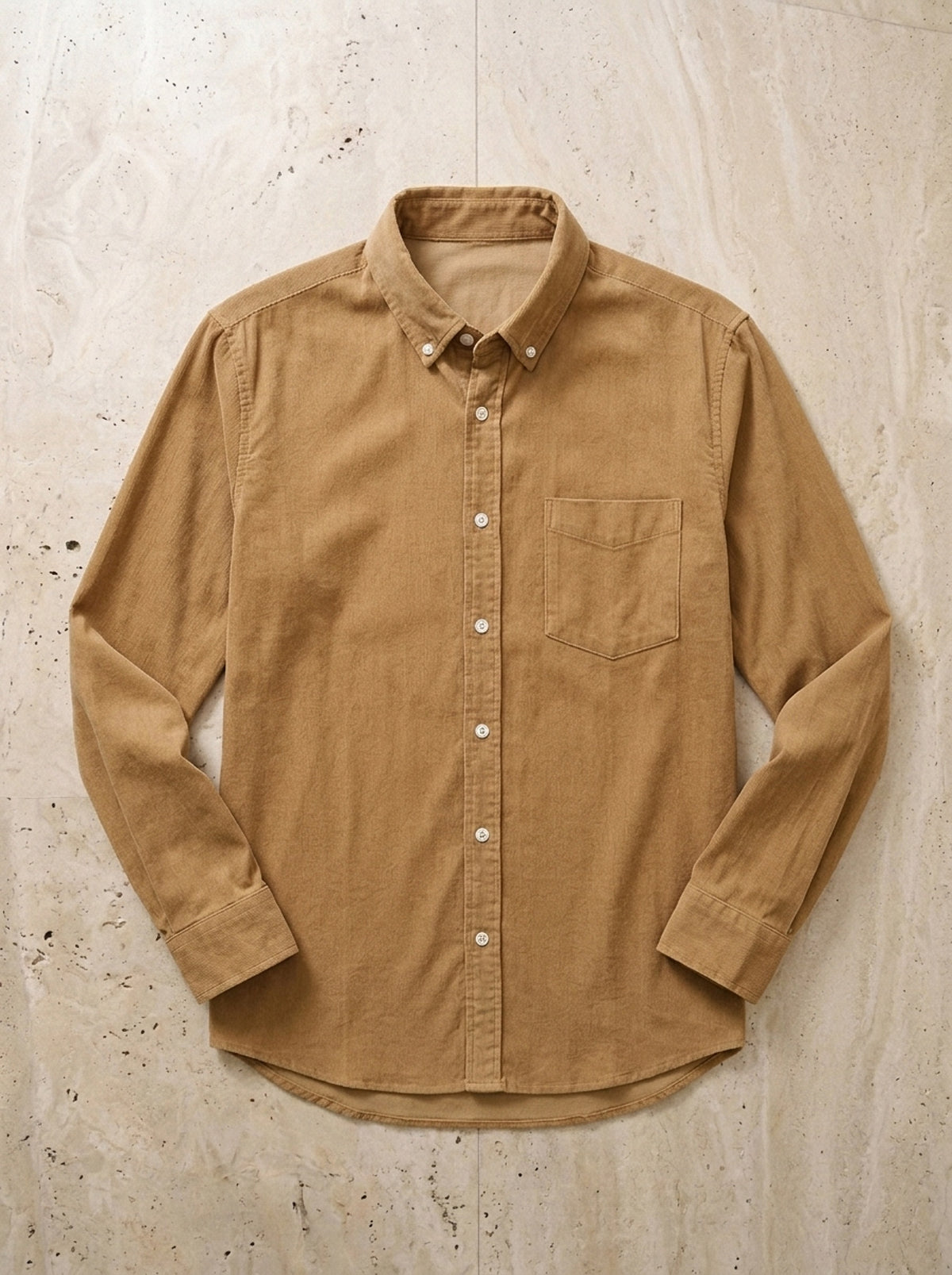 Caqui | Camisa de veludo cotelê Cortina d'Ampezzo caqui – peça sozinha vista de cima
