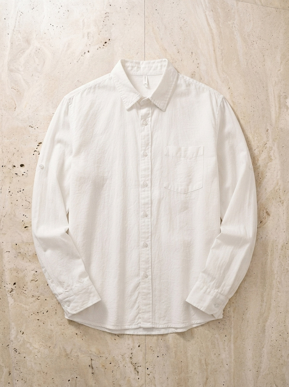 Branco | Camisa de linho Cremona branco – peça sozinha vista de cima