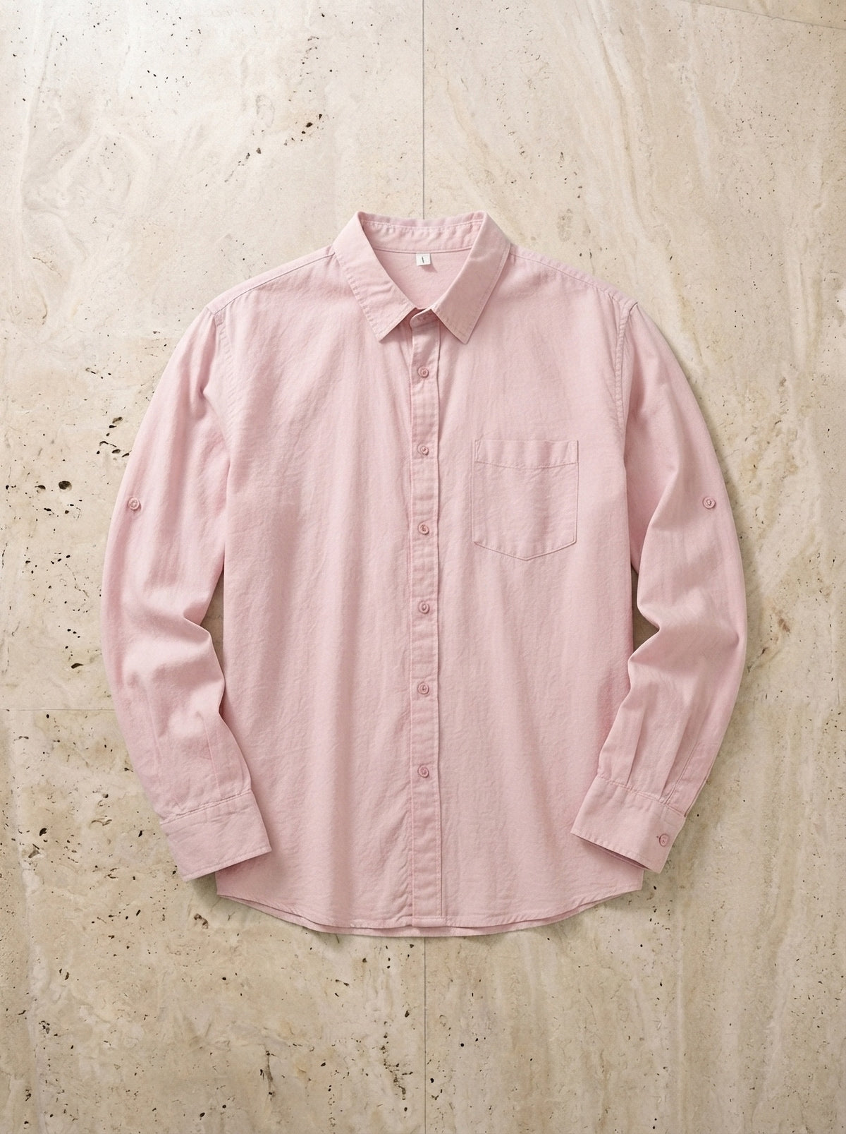 Rosa | Camisa de linho Cremona rosa – peça sozinha vista de cima