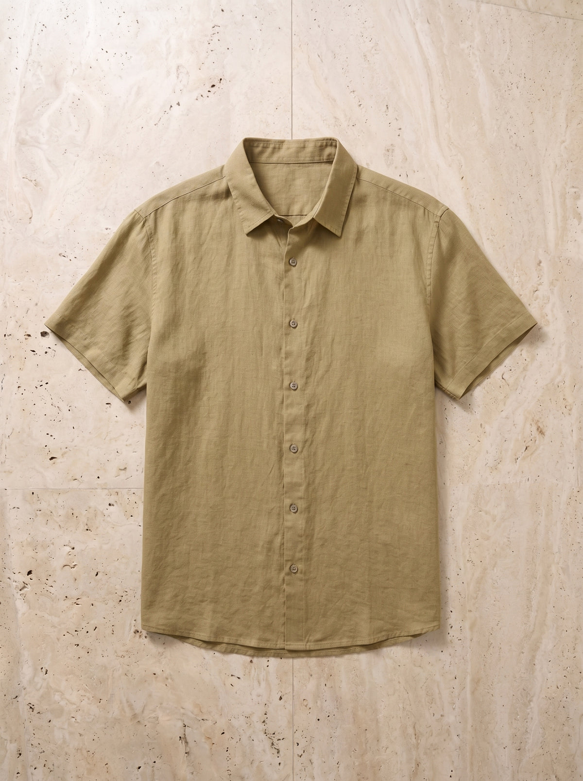 Caqui | Camisa de linho Cuenca caqui – peça sozinha vista de cima