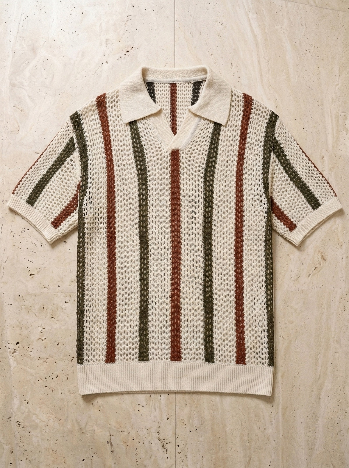Bege | Camisa de crochê Dubrovnik bege – peça sozinha vista de cima