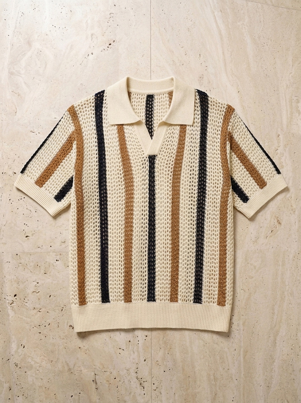 Caqui | Camisa de crochê Dubrovnik caqui – peça sozinha vista de cima