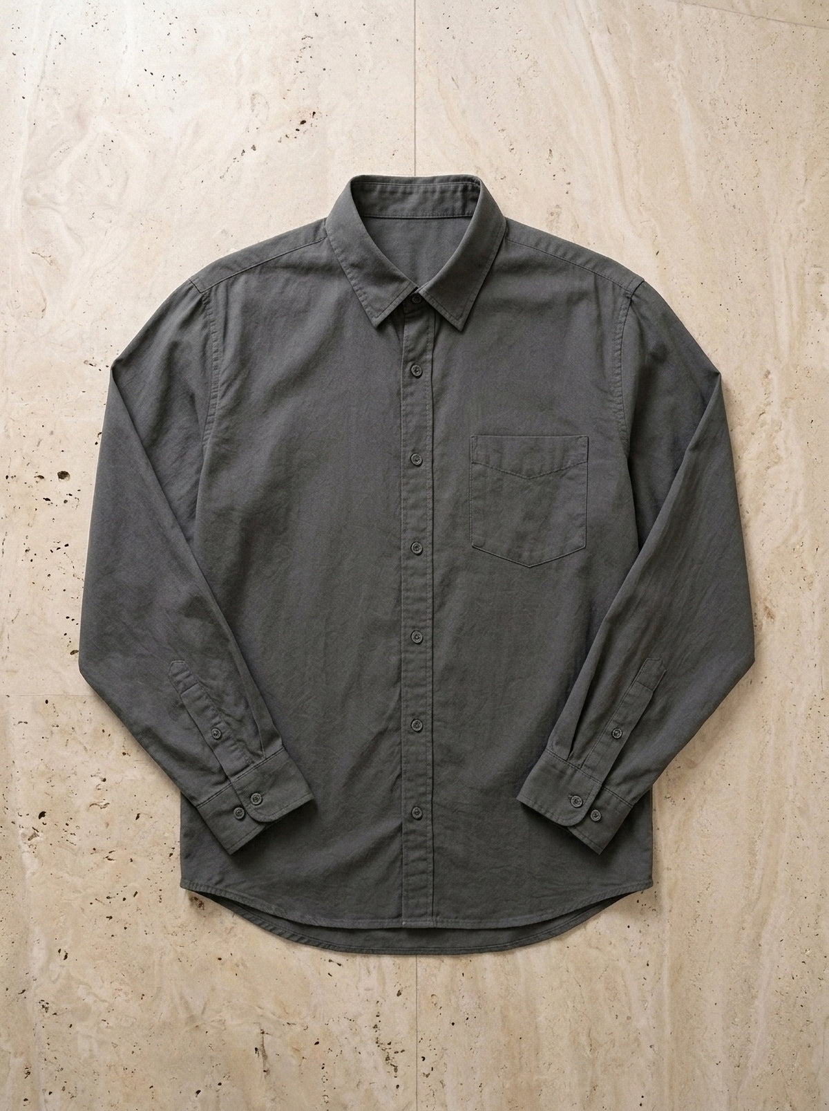 Cinza | Camisa social slim Dundee cinza – peça sozinha vista de cima