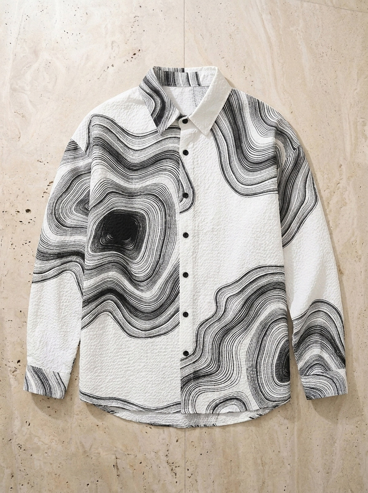 Branco | Camisa estampa ondulada Eger branco – peça sozinha vista de cima
