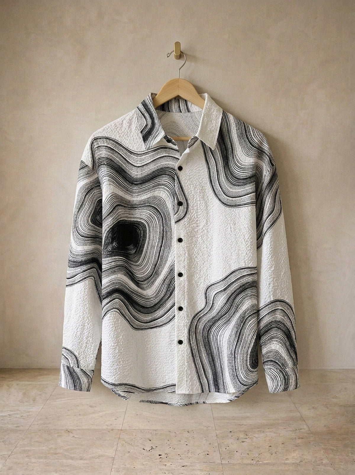Branco | Camisa estampa ondulada Eger branco – peça sozinha, foto de produto