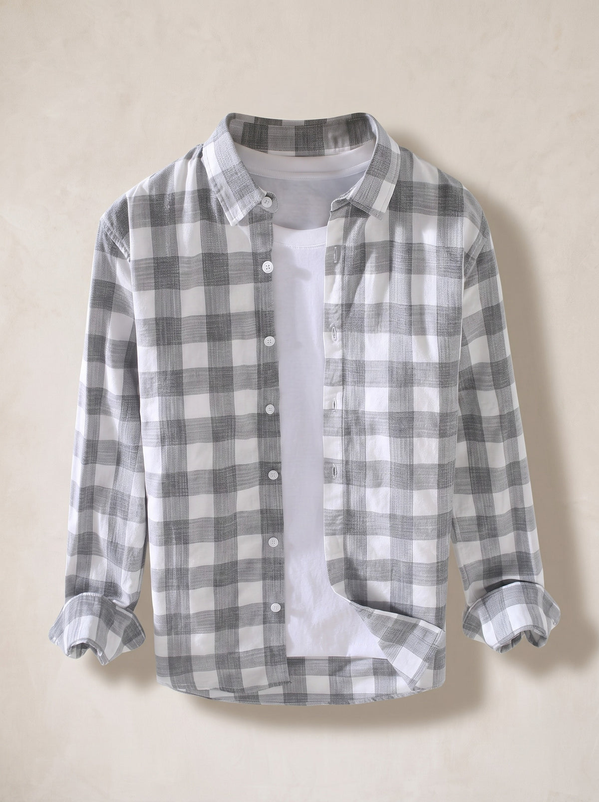 Cinza | Camisa social xadrez Eguisheim cinza – peça sozinha, foto de produto