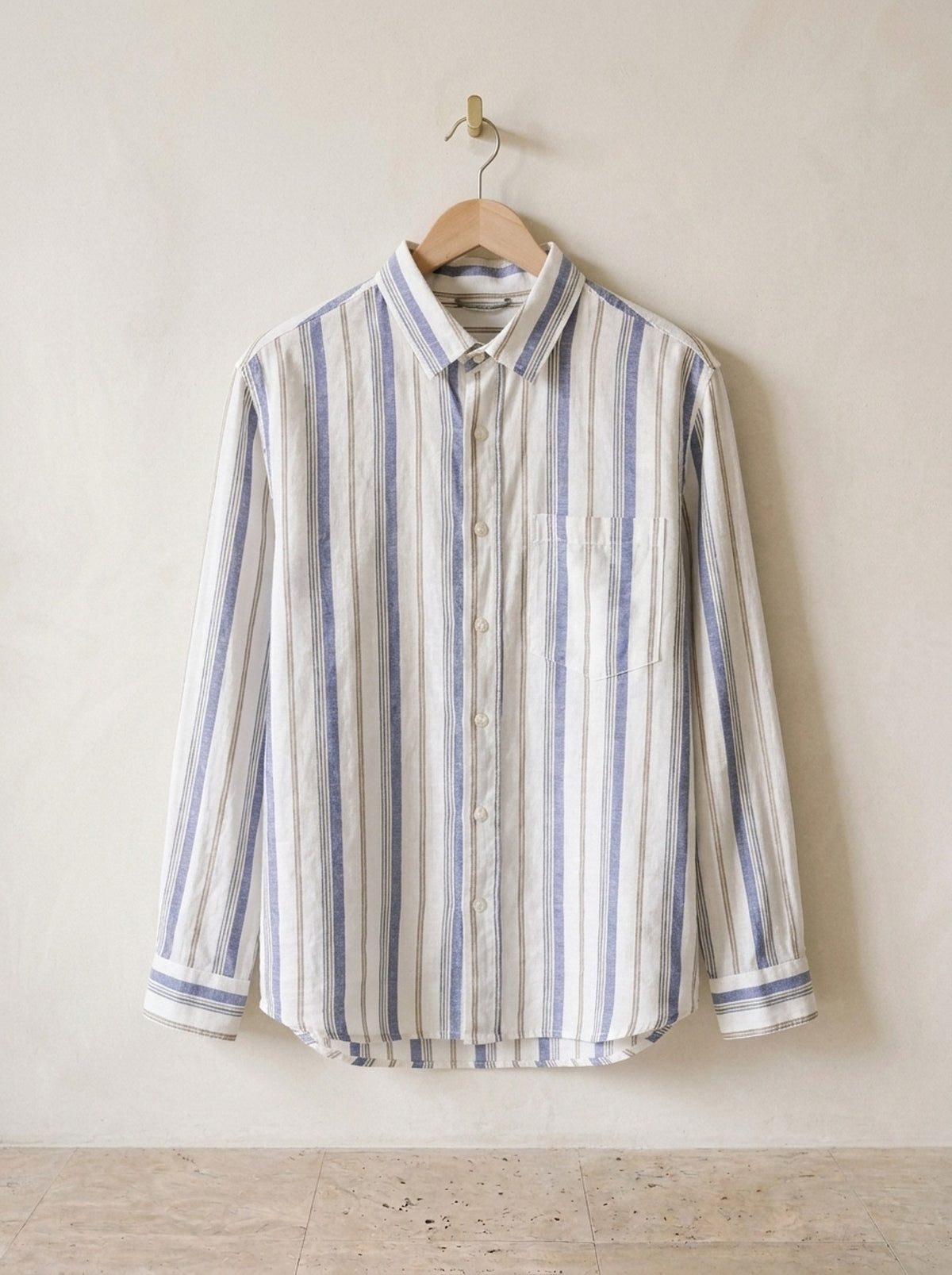 Azul | Camisa de linho listrada Épinal azul – peça sozinha, foto de produto