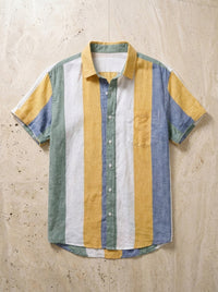 Listrado amarelo e azul