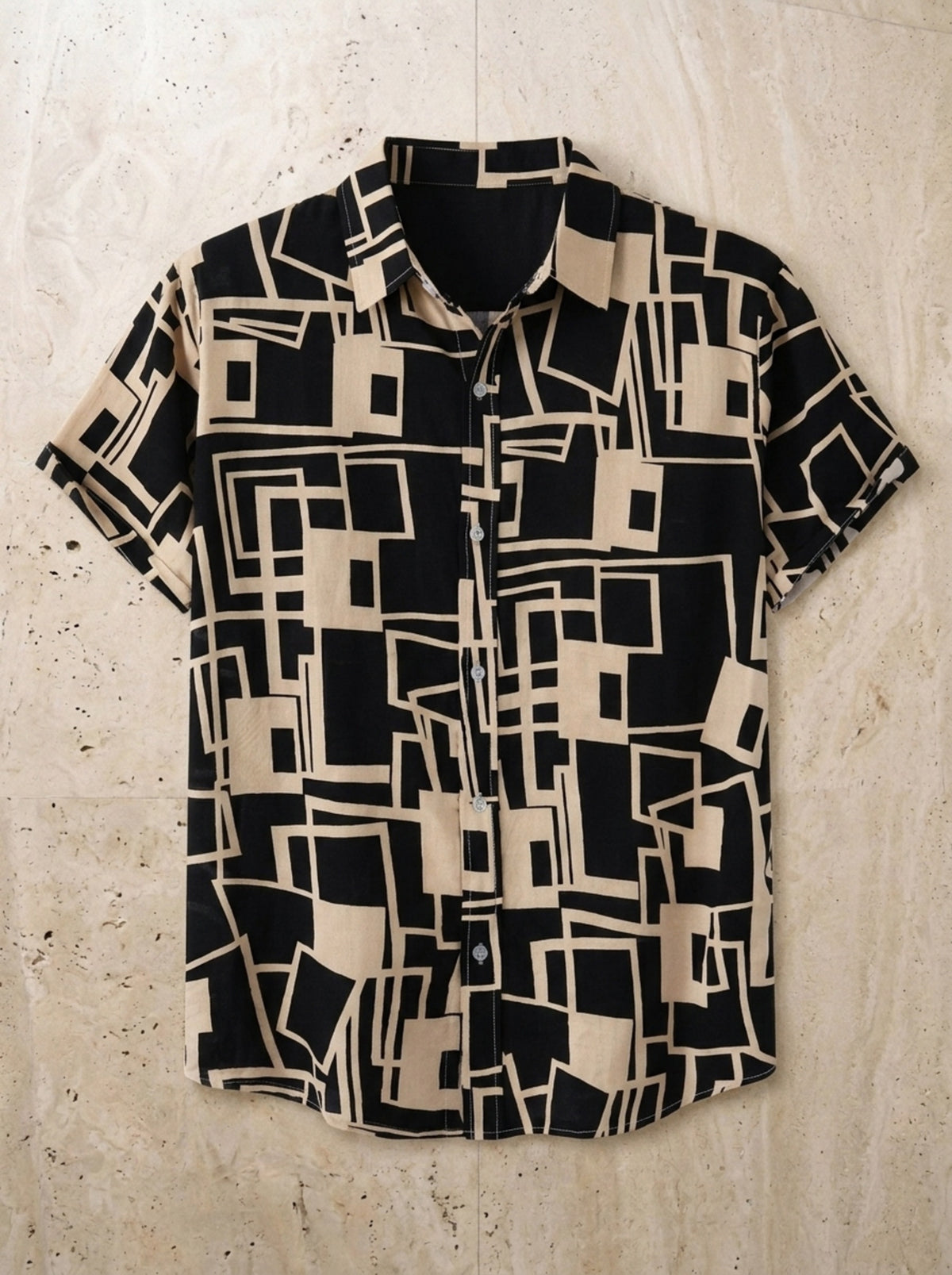 Camisa estampa geométrica Estepona – peça sozinha vista de cima