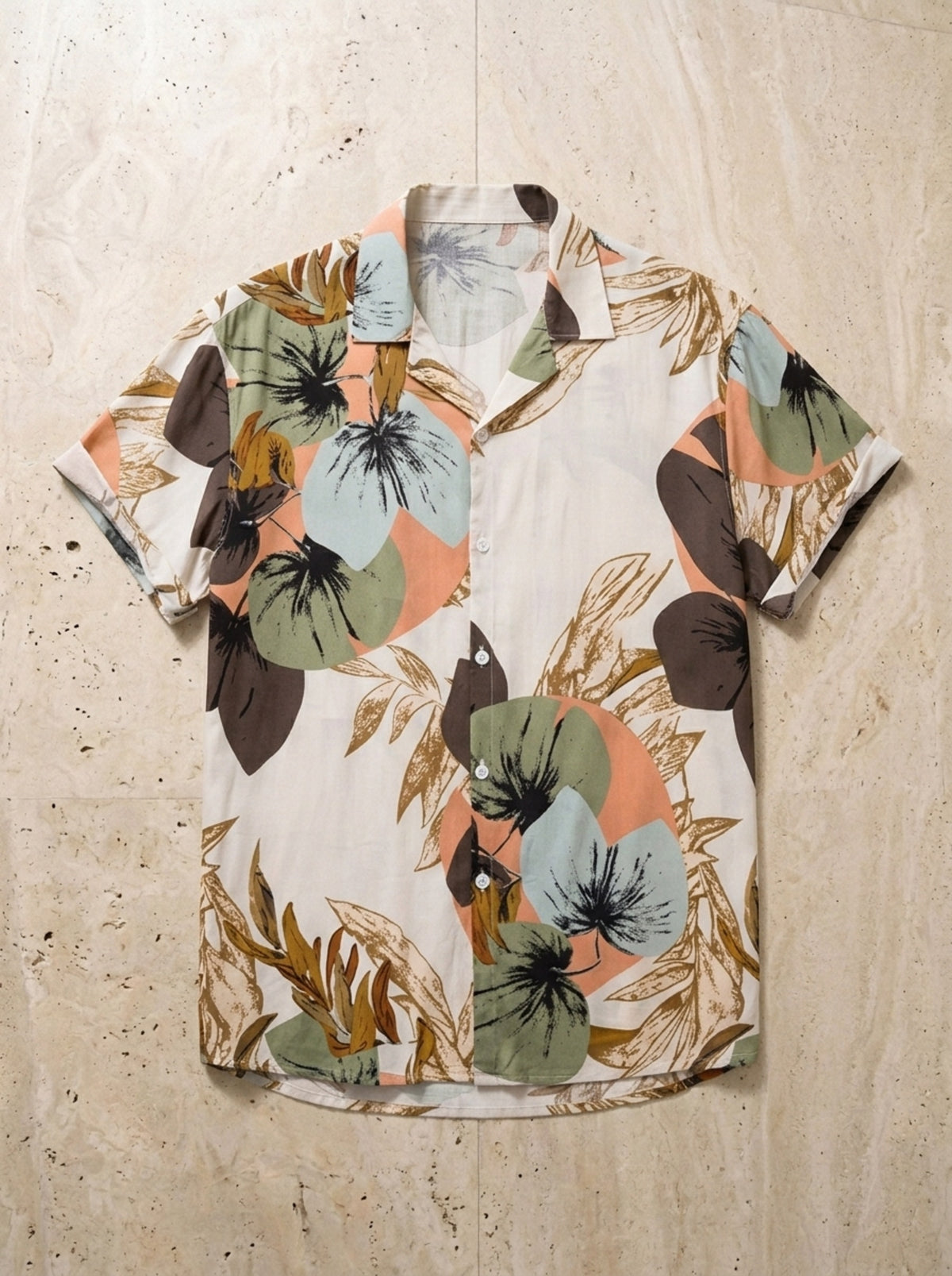 Camisa estampa folhas tropicais Estocolmo – peça sozinha vista de cima
