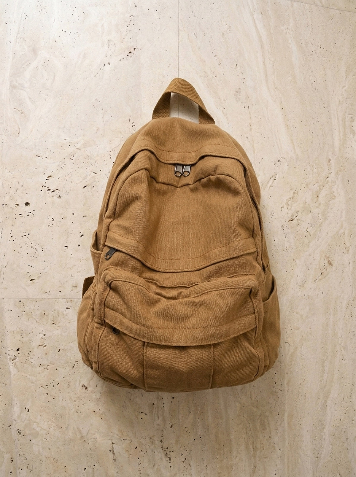 Caqui | Mochila de lona Étretat caqui – mochila sozinha vista de cima