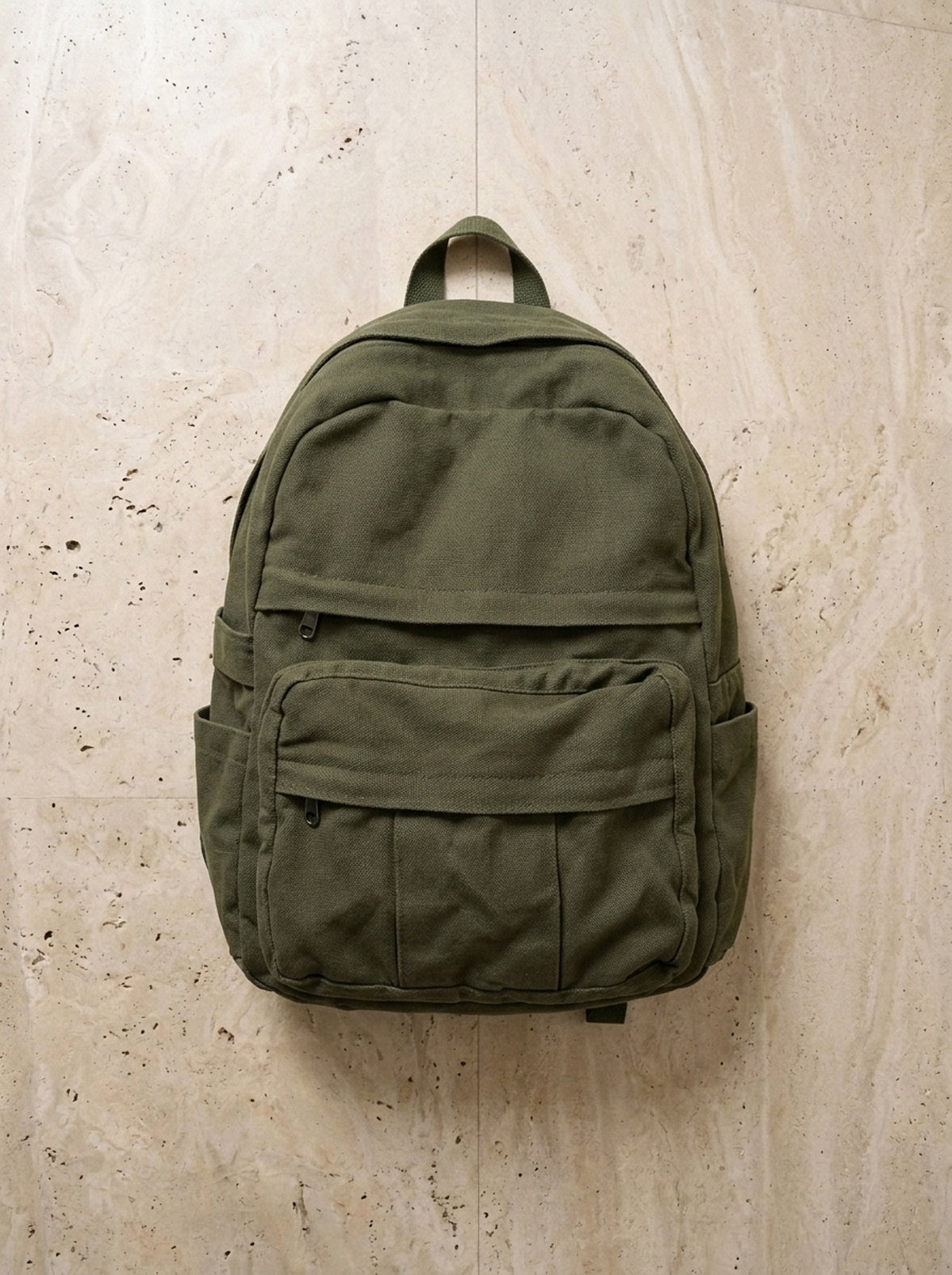 Verde | Mochila de lona Étretat verde – mochila sozinha vista de cima