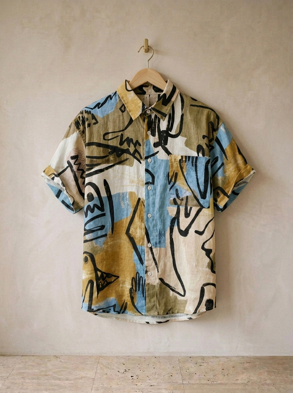 Camisa de linho estampada Évora – peça sozinha, foto de produto