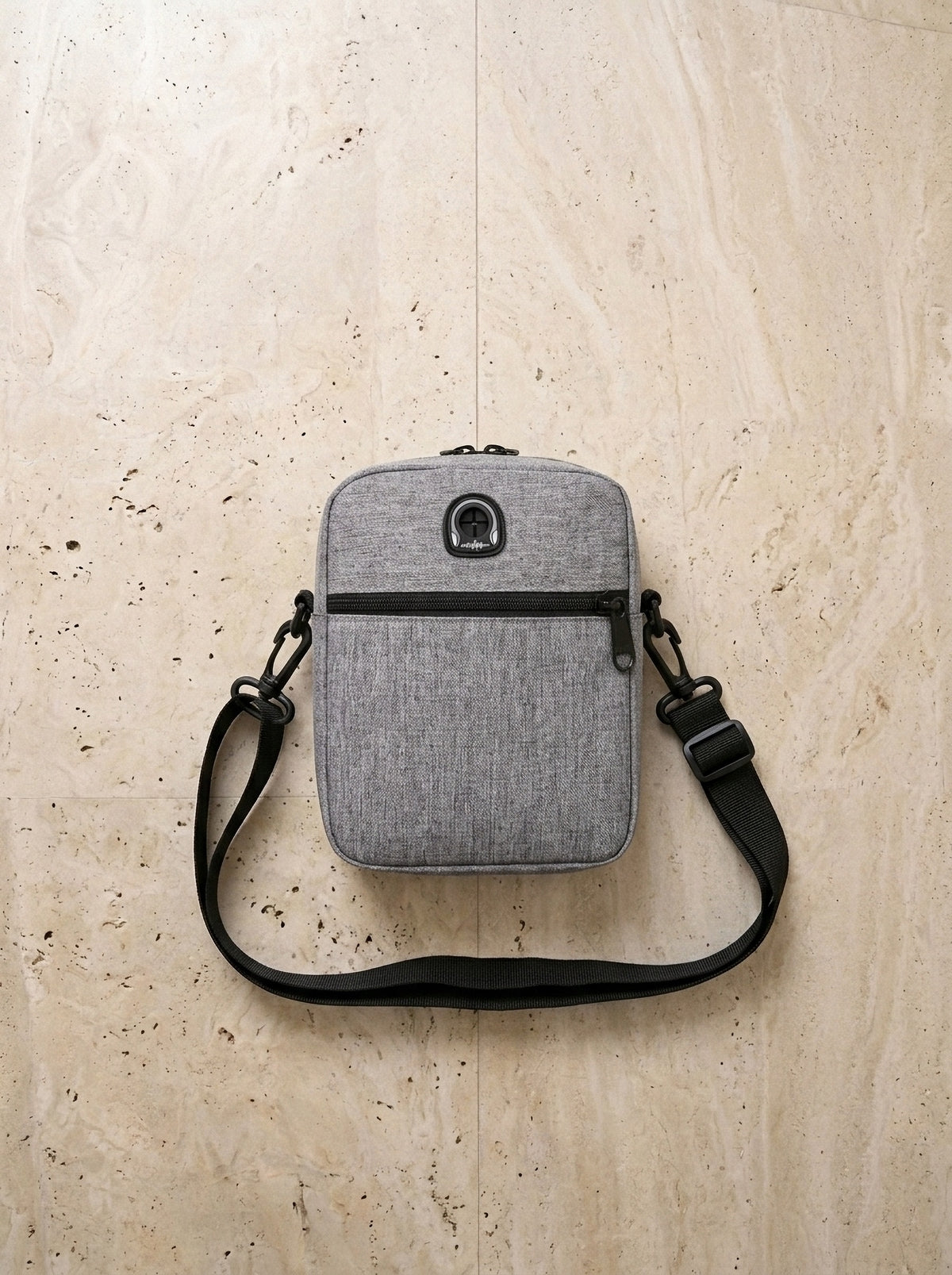 Cinza | Bolsa de ombro de lona Fano cinza – bolsa sozinha vista de cima