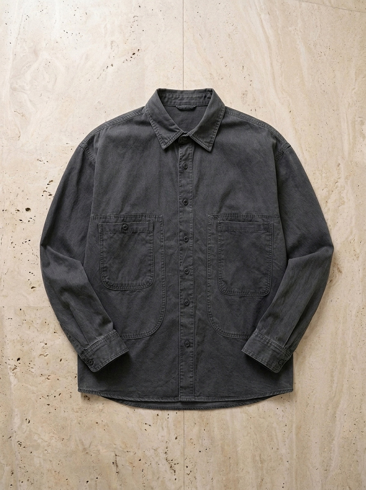 Cinza | Camisa social slim Faro cinza – peça sozinha vista de cima