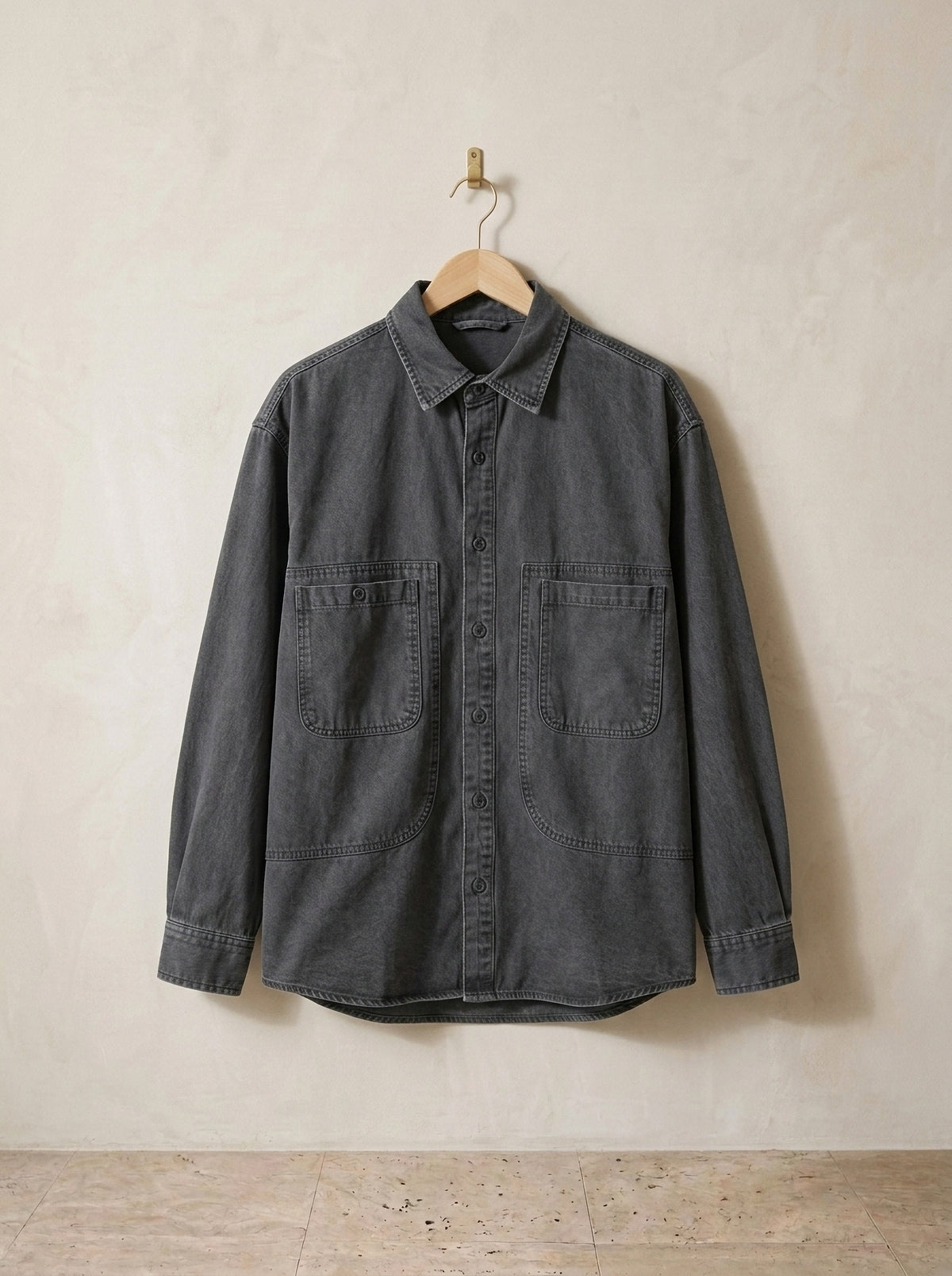Cinza | Camisa social slim Faro cinza – peça sozinha, foto de produto