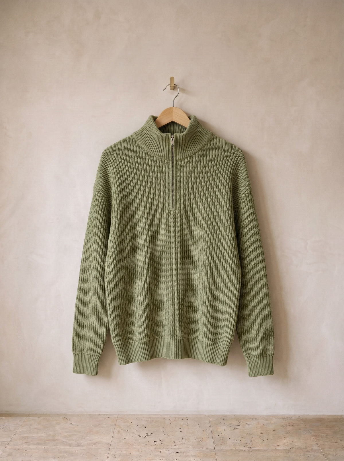 Verde | Suéter meio zíper Favignana verde – peça sozinha, foto de produto