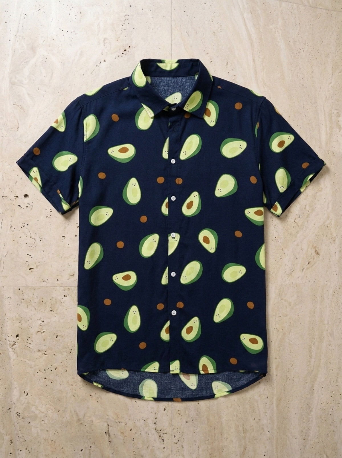 Azul-marinho | Camisa estampa de abacate Ferrara azul-marinho – peça sozinha vista de cima