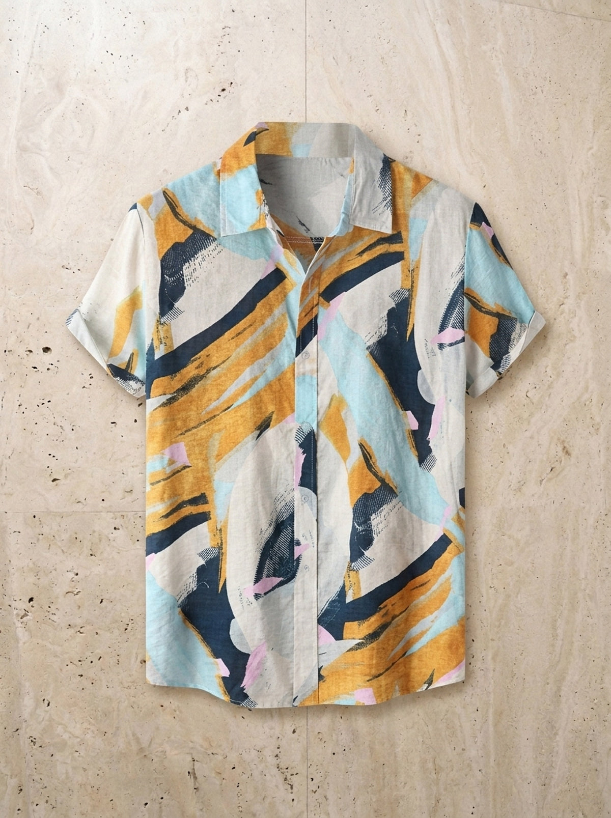 Camisa estampa de pinceladas Florença – peça sozinha vista de cima