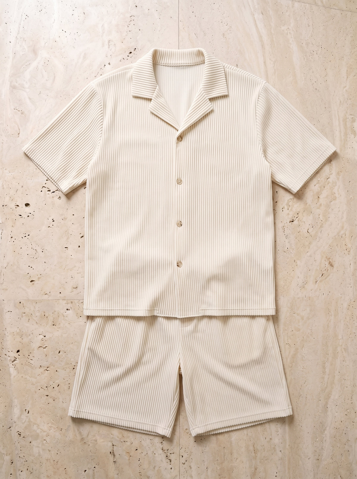 Off-white | Conjunto camisa e short de veludo canelado Formentera off-white – peça sozinha vista de cima