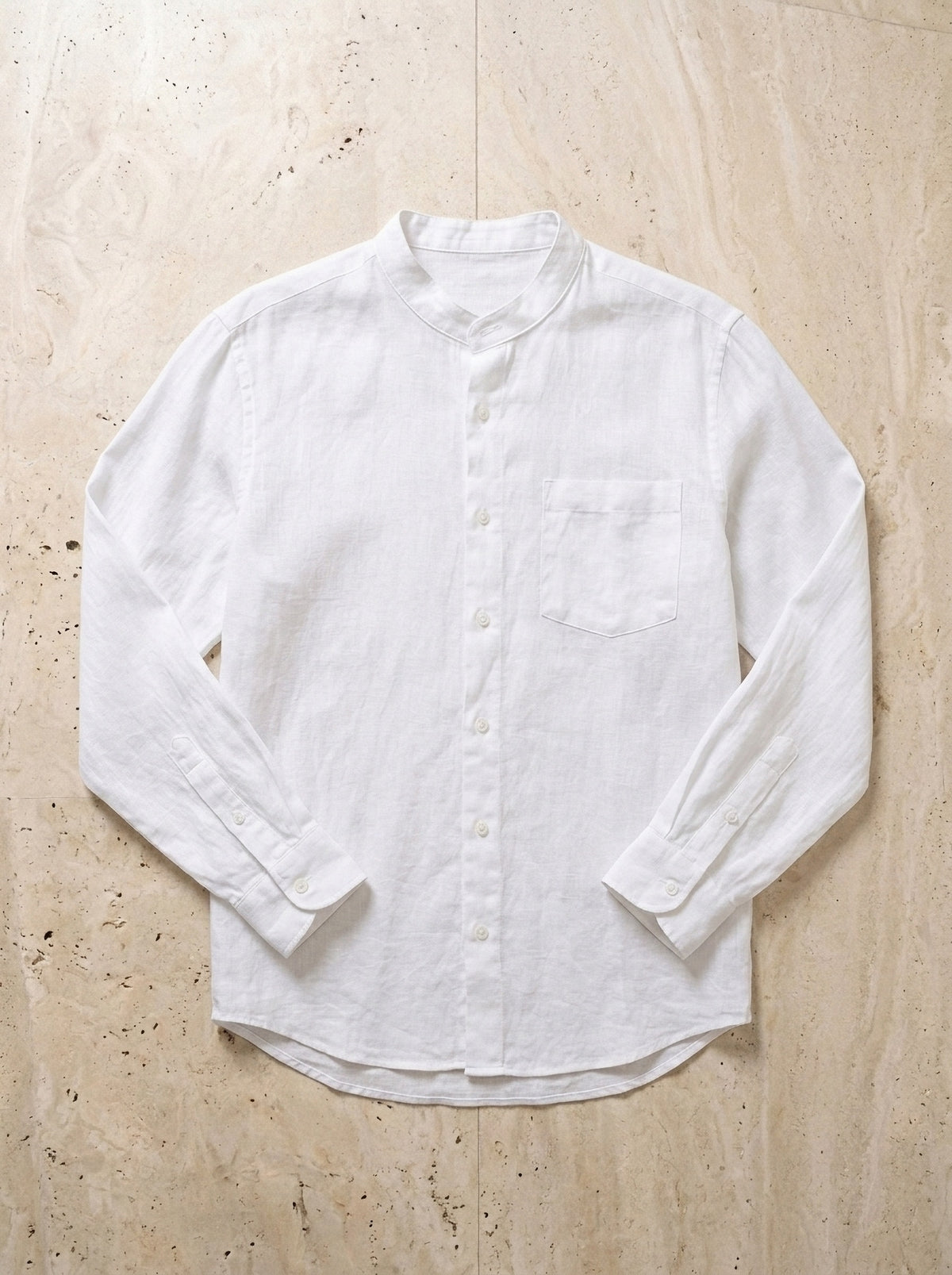 Branco | Camisa social de linho Formentor branco – peça sozinha vista de cima