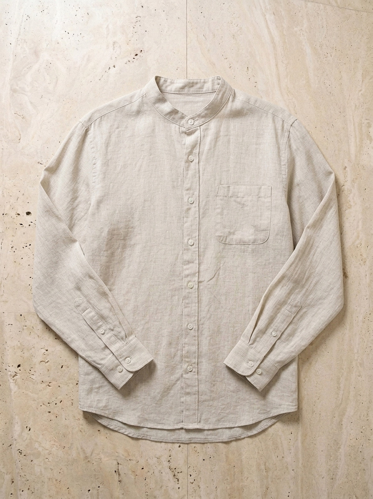 Caqui | Camisa social de linho Formentor caqui – peça sozinha vista de cima