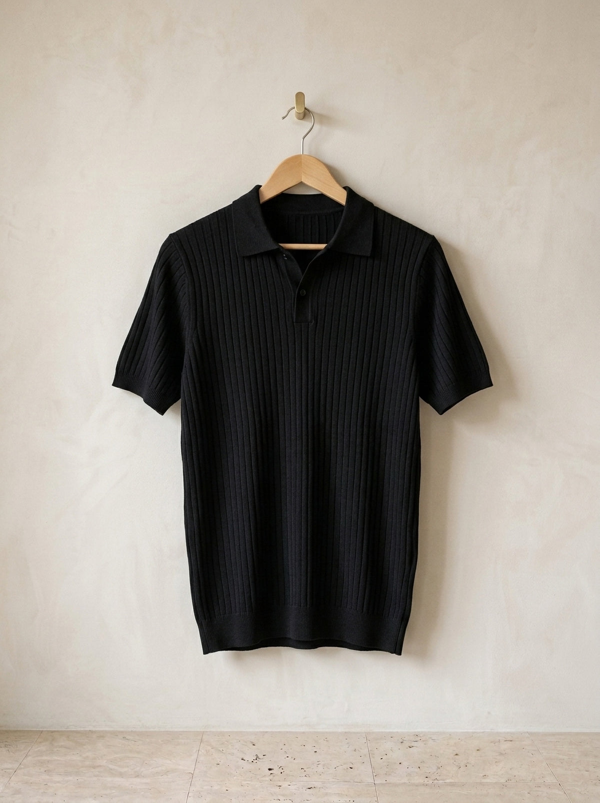 Preto | Polo de tricô Funchal preto – peça sozinha, foto de produto