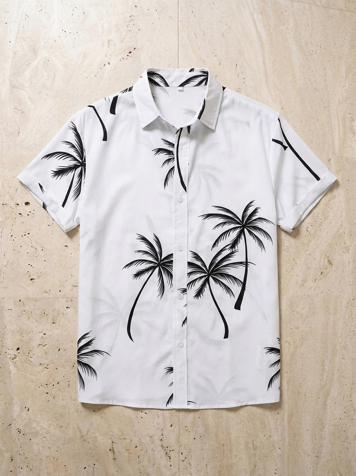 Branco | Camisa estampa de coqueiros Gallipoli branco – peça sozinha vista de cima