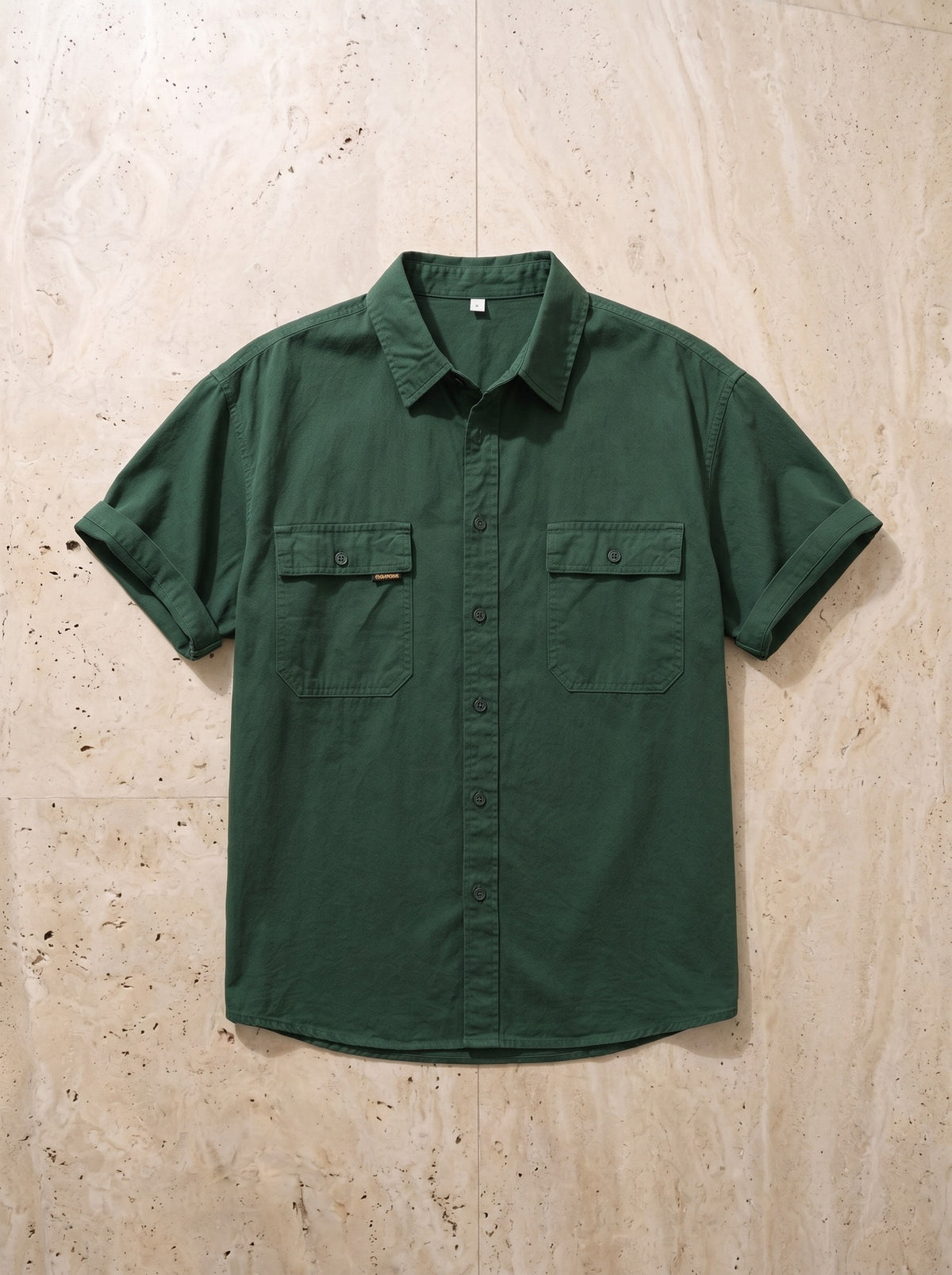Verde-escuro | Camisa social de algodão Galway verde-escuro – peça sozinha vista de cima